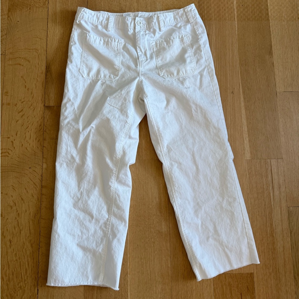 G1 GOODS womens ankle crop pants white 8 medium pockets cotton comfortable